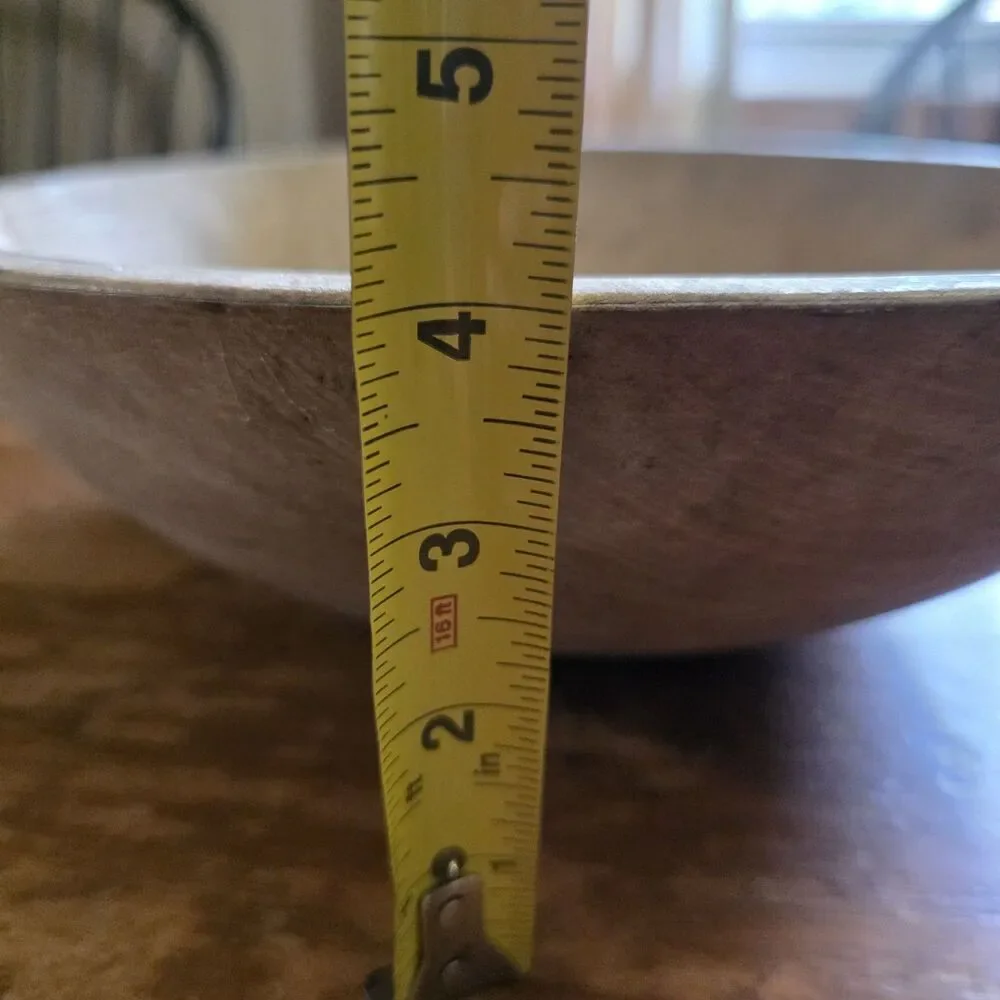 Marquette Wooden Primitive Farmhouse Dough Bowl 14